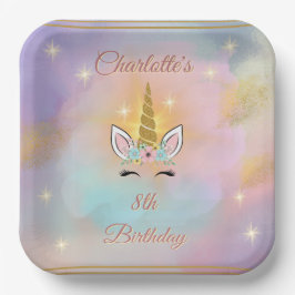 Magical Unicorn Girl's Birthday Pappteller