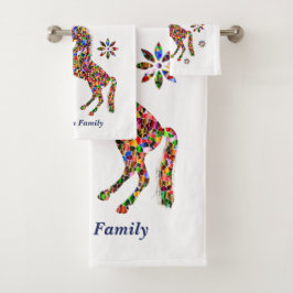Magical Unicorn Glitzer Family personalisieren Badhandtuch Set