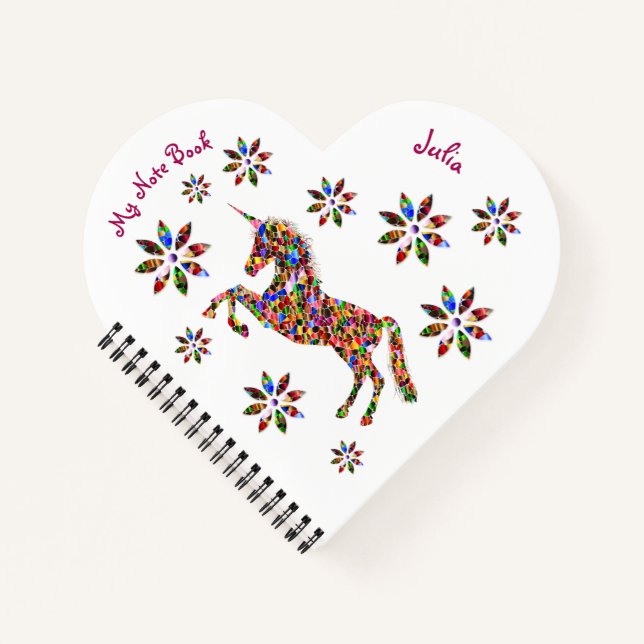 Magical Unicorn Glitzer Girly glaubt personalisier Notizbuch (Vorderseite)