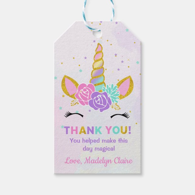 Magical Unicorn Glitzer Stars Birthday Gefallen Geschenkanhänger (Vorderseite)