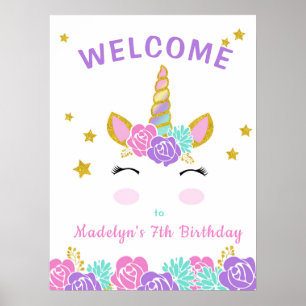 Magical Unicorn Glitzer Stars Geburtstag Willkomme Poster