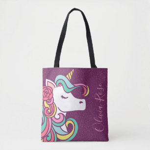 Magical Unicorn Gold Glitzer Personalisiert Girl's Tasche
