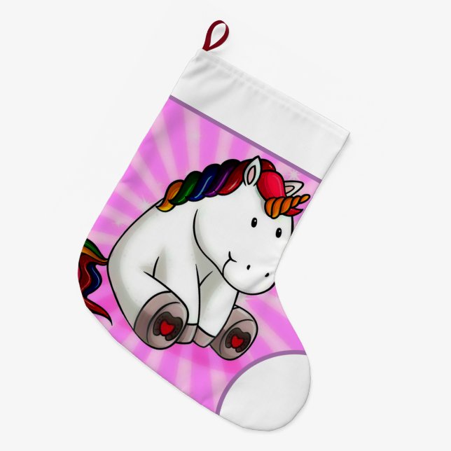 Magical Unicorn Grosses Weihnachtsfest Strumpf Großer Weihnachtsstrumpf (Vorderansicht (hängend))