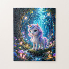 Magical Unicorn in the Enchanted Forest Jigsaw Puz