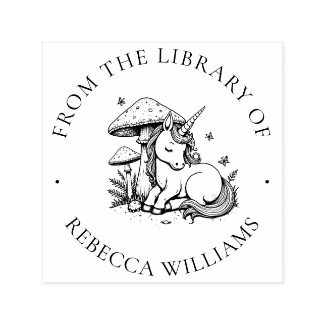 Magical Unicorn Library Book Briefmarke Permastempel (Design)
