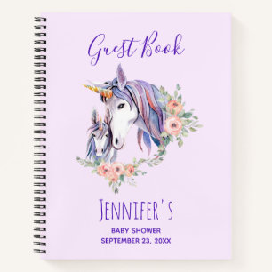 Magical Unicorn Mama & Baby Shower Gästebuch Notizbuch