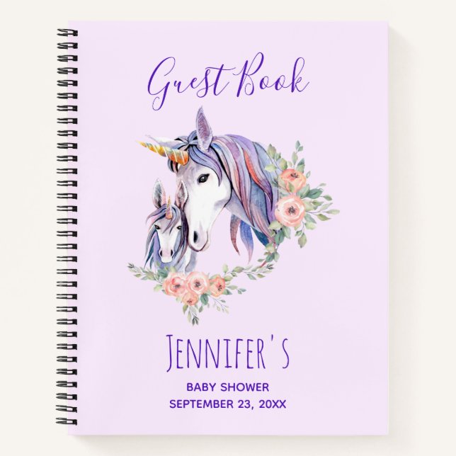 Magical Unicorn Mama & Baby Shower Gästebuch Notizbuch (Vorderseite)