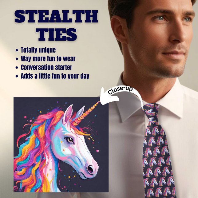 Magical Unicorn Navy Blue und Pink Neck Tie Krawatte (Von Creator hochgeladen)