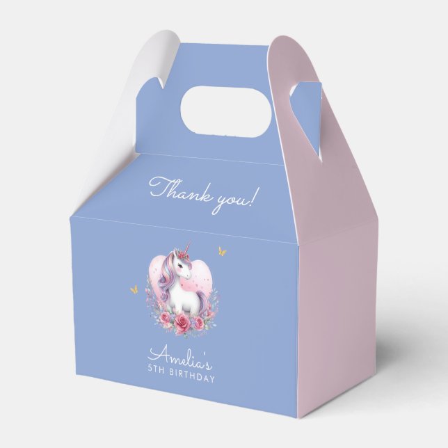 Magical Unicorn Niedlich Blue Birthday Gefallen Geschenkschachtel (Vorderseite)