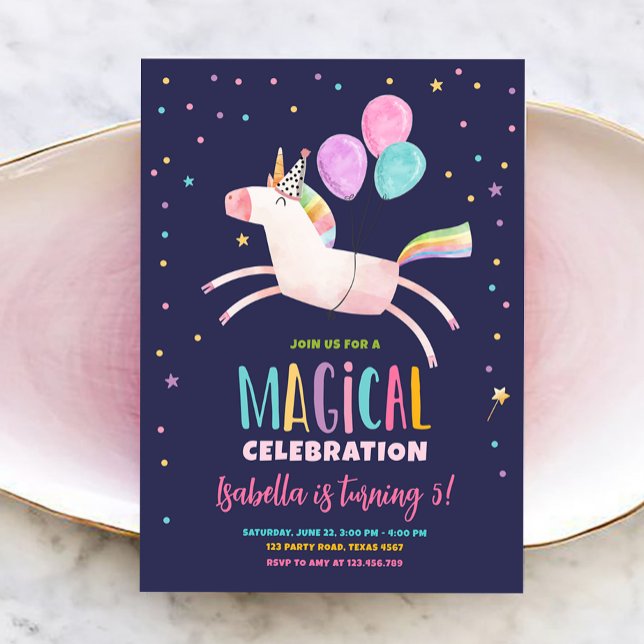 Magical Unicorn Party Rainbow Girl Erstgeburt Einladung (Von Creator hochgeladen)