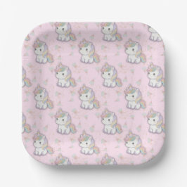 Magical Unicorn Pastel Rainbow Party Pappteller