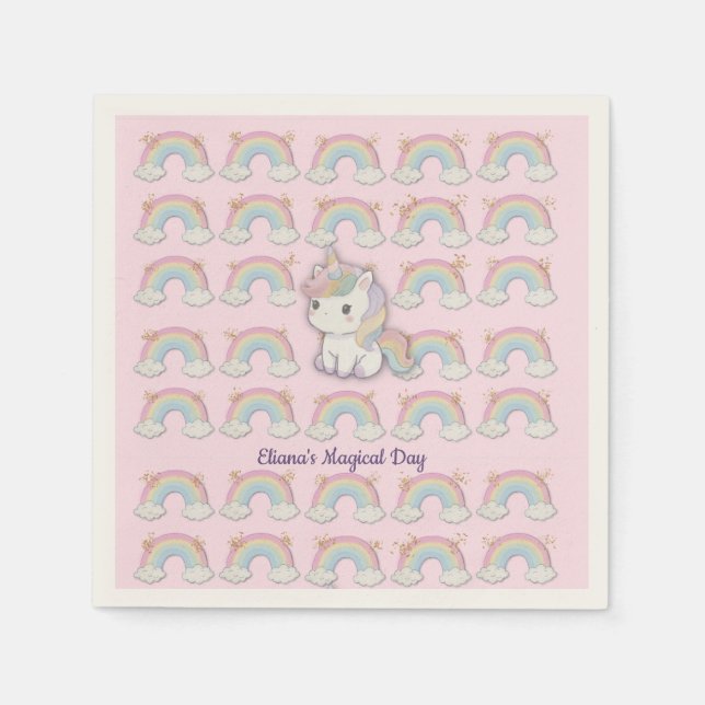Magical Unicorn Pastel Rainbow Party Serviette (Vorderseite)