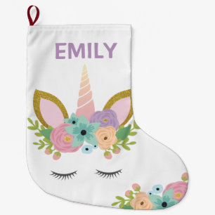 Magical Unicorn Personalisierter Name Glitzer mäd Großer Weihnachtsstrumpf