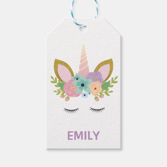 Magical Unicorn Personalisierter Name Glitzer mädc Geschenkanhänger (Vorderseite)