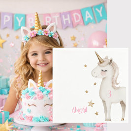 Magical Unicorn Pink Girl Birthday Party Cocktail Serviette