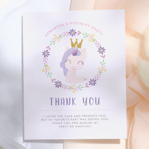 Magical Unicorn Princess Geburtstag Vielen Dank Postkarte
