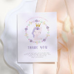 Magical Unicorn Princess | Geburtstag Vielen Dank Postkarte<br><div class="desc">Erstellen Sie Ihre eigene magische UnikorPrinzessin | Geburtstag Vielen Dank Karten mit diesen Vorlagen von Cali Graphics. Dieses niedliche Design besticht durch ein Rosa-Rosa-Einhorn mit lila Haar und eine goldene Glitzer-Krone in einem skurrilen Blumenkranz. Auf der Rückseite befindet sich ein Imitat Gold Glitzer Bild, das Sie durch weitere Anpassungen verstecken...</div>