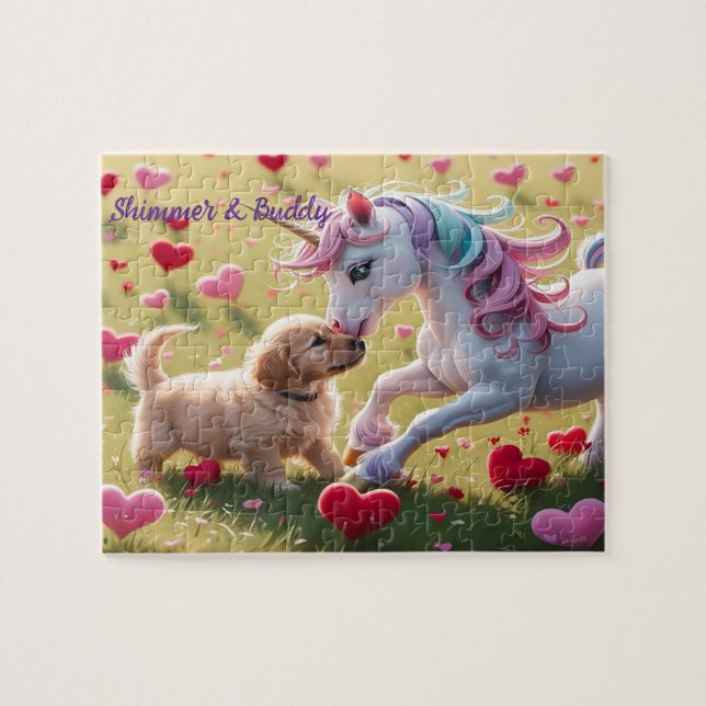 Magical Unicorn & Puppy Love Heart Field (Horizontal)