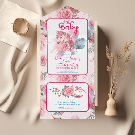 Magical Unicorn Rainbow Baby Dusche All In One Einladung