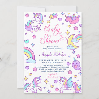 Magical Unicorn Rainbow Baby Dusche Einladung