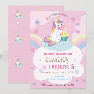 Magical Unicorn Rainbow Birthday Einladung