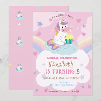 Magical Unicorn Rainbow Birthday Einladung