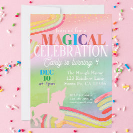 Magical Unicorn Rainbow Glitzer Girls Birthday Einladung