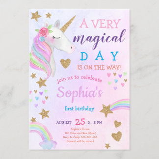 Magical Unicorn Rainbow Pastel Girl Einladung