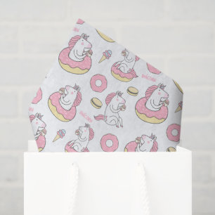 Magical Unicorn Reiten eines Donut-Musters Seidenpapier