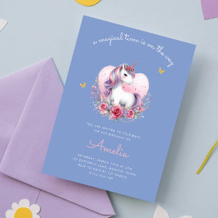 Magical Unicorn Rosa Gold Elegante Einladung