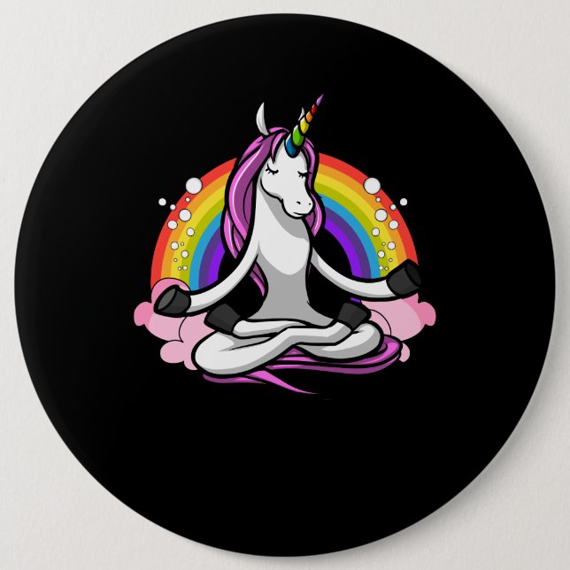 Magical Unicorn Yoga Zen Medizin Regenbogen Button (Vorderseite)