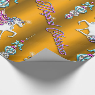 Magical Unicorns Goldene Weihnachten Geschenkpapier