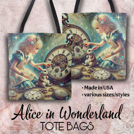 Magical Vintage Clocks Alice and White Rabbit Tasche
