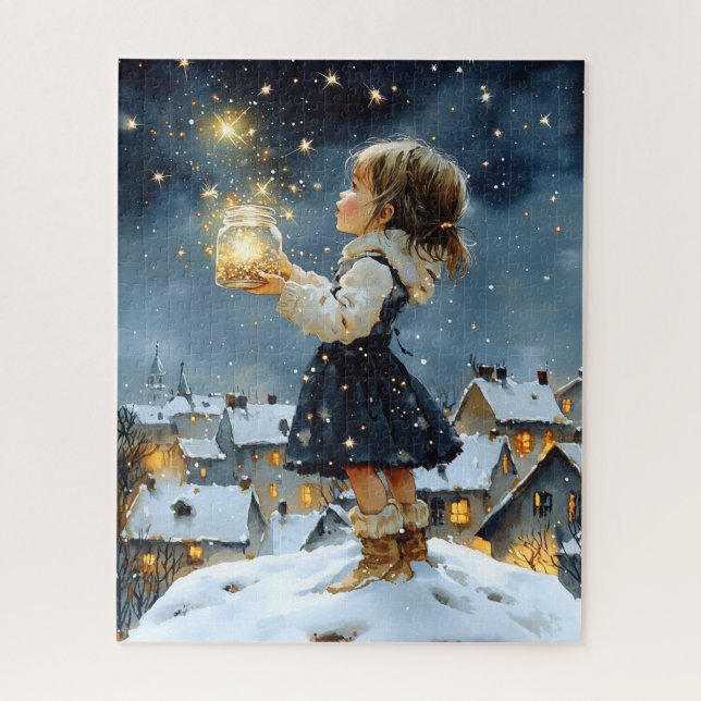 Magical Watercolor Winter Starry Night (Vertikal)