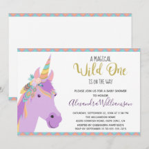 Magical Wild One Unicorn Lila Gold Baby Dusche