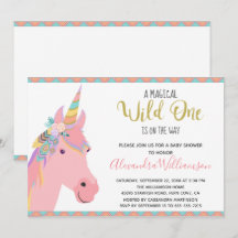 Magical Wild One Unicorn Pink Gold Baby Dusche