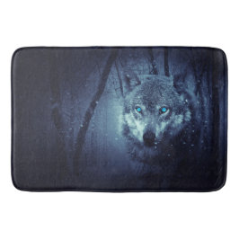 Magical Wild Wolf mit Phantastischen blauen Augen Badematte