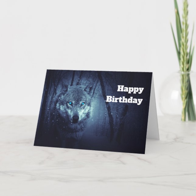 Magical Wild Wolf mit Phantastischen blauen Augen  Karte (Vorderseite)