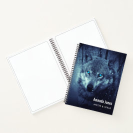 Magical Wild Wolf mit Phantastischen blauen Augen Notizbuch