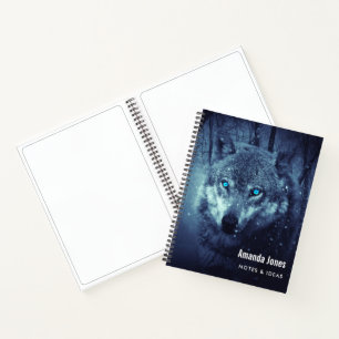 Magical Wild Wolf mit Phantastischen blauen Augen Notizbuch