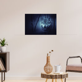 Magical Wild Wolf mit Phantastischen blauen Augen Poster