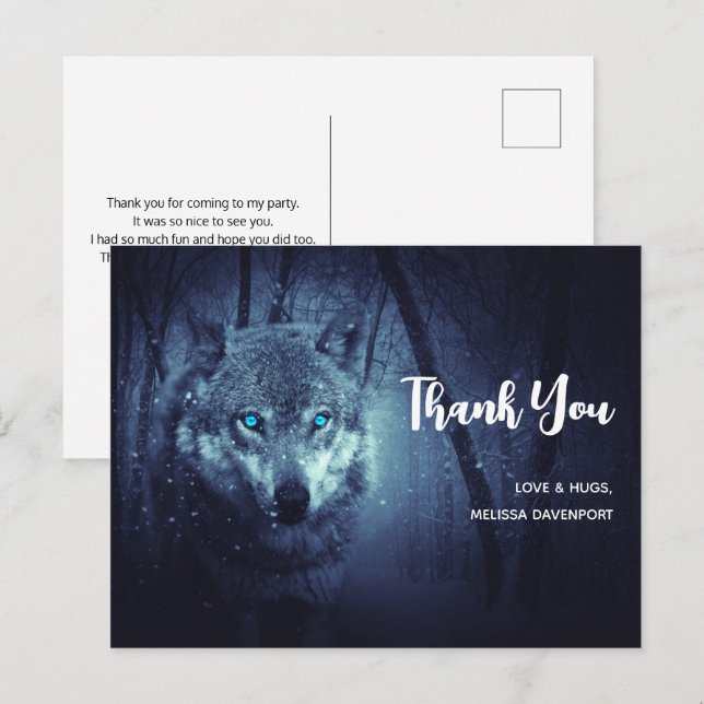 Magical Wild Wolf mit Phantastischen blauen Augen  Postkarte (Vorne/Hinten)