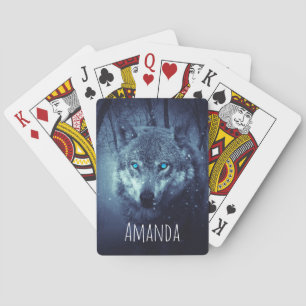 Magical Wild Wolf mit Phantastischen blauen Augen Spielkarten