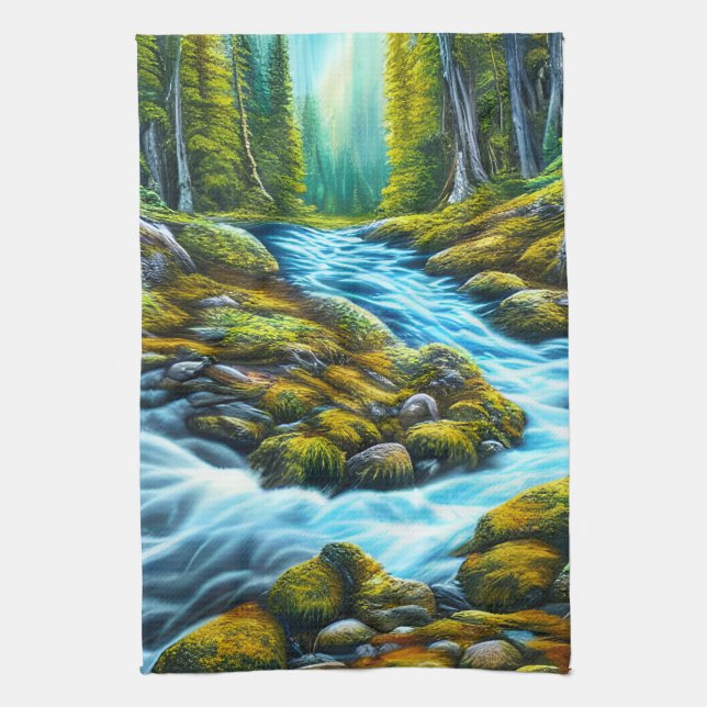 Magical Wilderness Bubbling Brook Geschirrtuch (Vertikal)