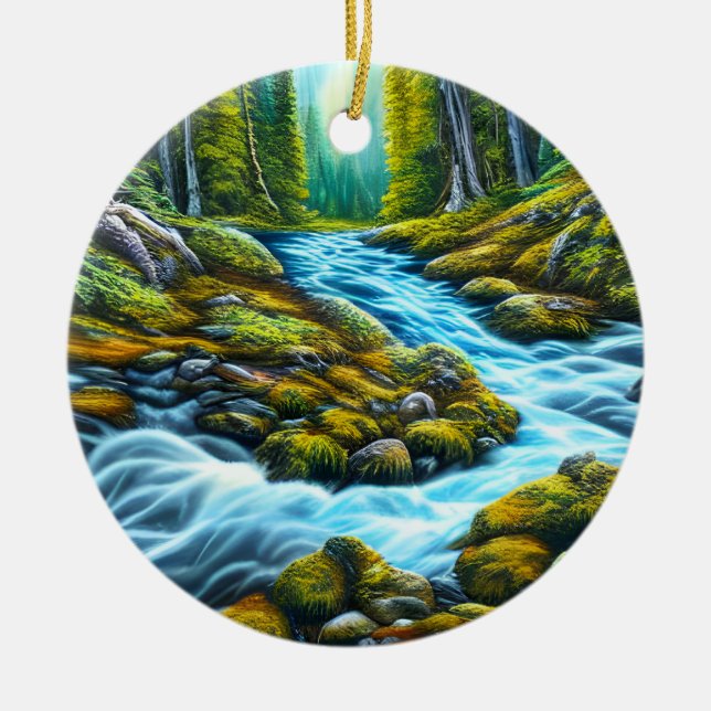 Magical Wilderness Bubbling Brook Keramik Ornament (Vorne)