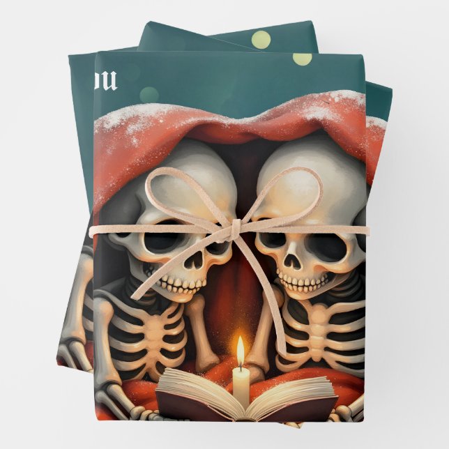 Magical winter moments, two skeletons geschenkpapier set (Beispiel)