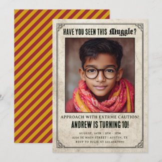 Magical Wizard Wanted Photo Birthday Einladung