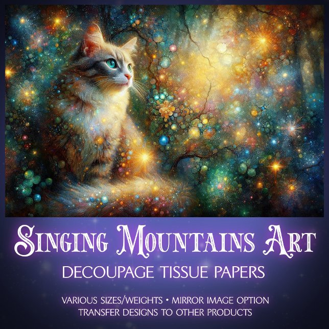 Magical Woodland Cat Fantasy Floral Decoupage  Seidenpapier (Von Creator hochgeladen)