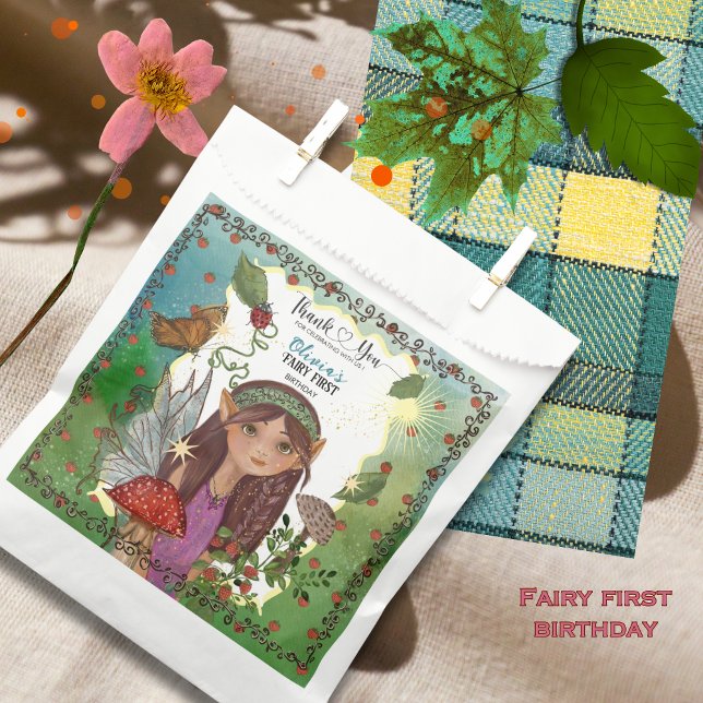Magical Woodland Fairy First Birthday Fevor Bag Geschenktütchen (Magical Woodland Fairy First Birthday Favor Bag)