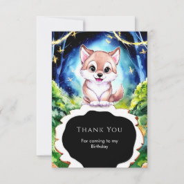 Magical Woodland Forest Wolf Geburtstag Dankeskarte